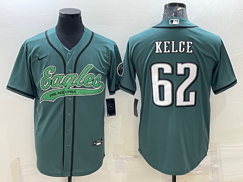 Men's Philadelphia Eagles Jason Kelce #62 Midnight Green Jersey Joint Edition